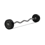 Titan Fitness 50 Lb Rubber Ez Curl Fixed Barbell, Pre-Loaded Weight Bar For Strength Training & Weightlifting