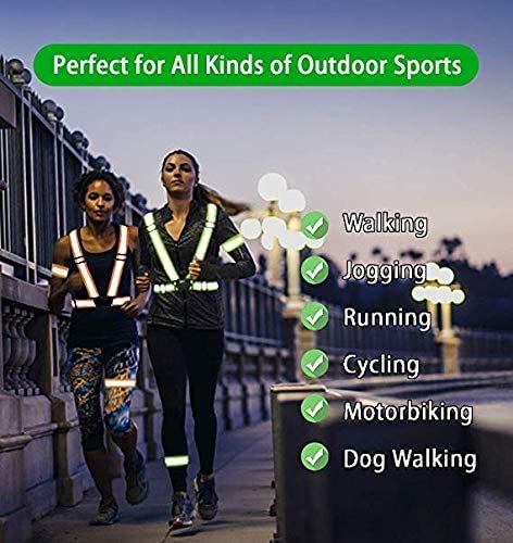 Chiwo Reflective Vest Running Gear 2Pack, High Visibility Adjustable Safety Ves For Night Cycling,Hiking, Jogging,Dog Walking (G