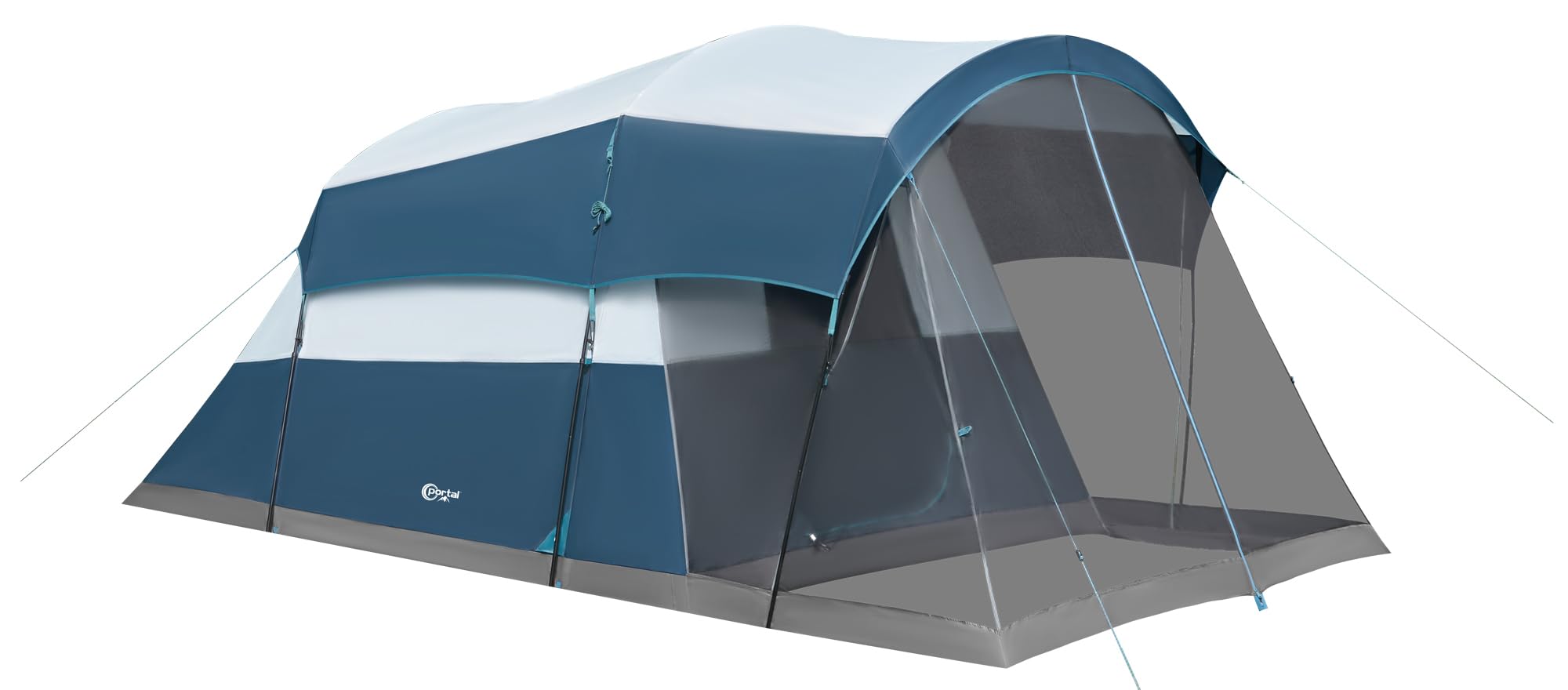 Portal 6 Person Family Camping Tents With Screen Porch, Weater Resistant 7' Tall Tent With Rainfly & Upgrated Poles, Easy Setup