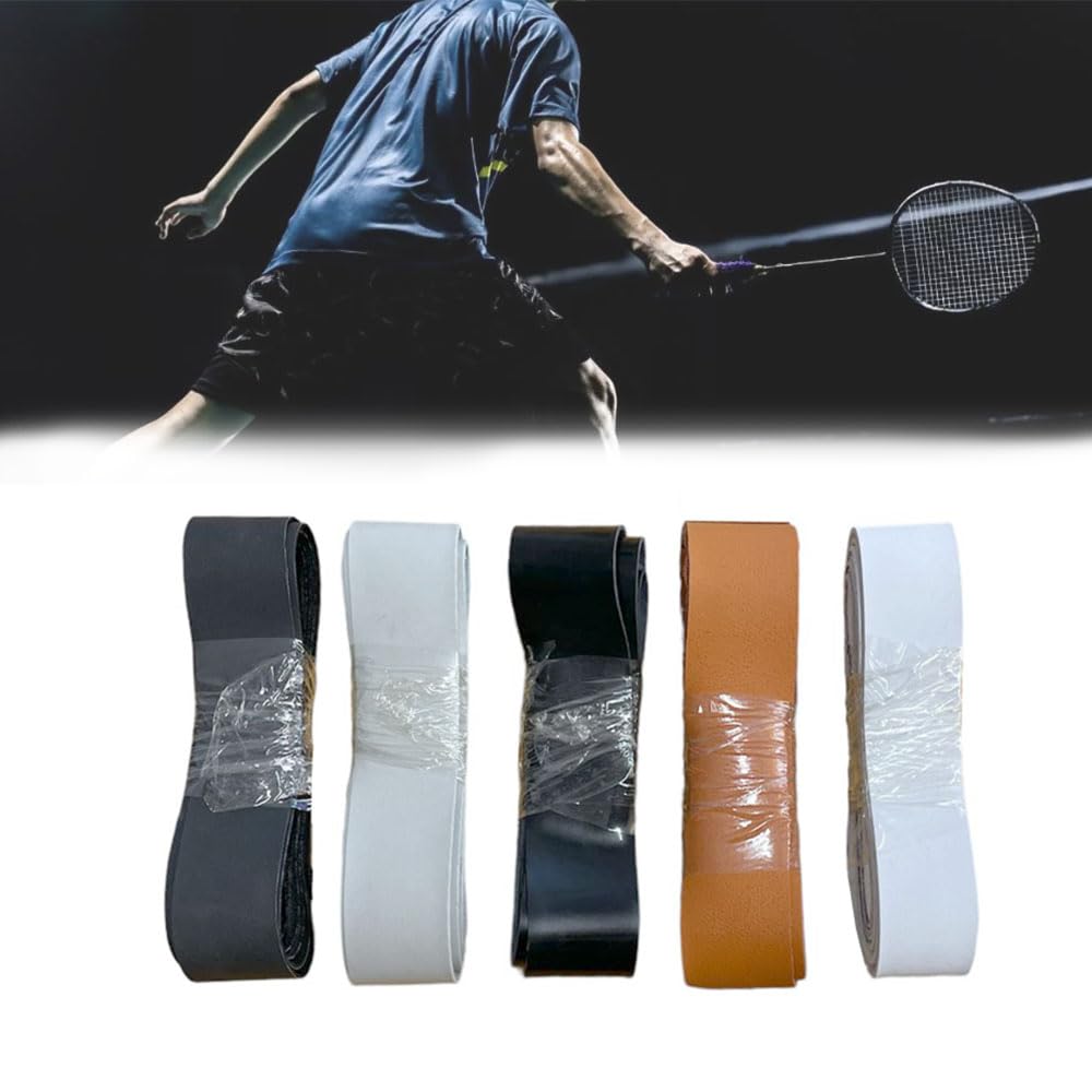 Ciko Badminton And Tennis Racket Leather Grip 1 Pair With Self Adsive Tape (Mat Black)