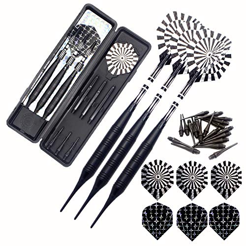 Roobeeo Soft Tip Darts Set For Electronic Dart Board 22G Plastic Tip Darts Set With Brass Barrels&Aluminum Shafts, 6 Flights 3 S