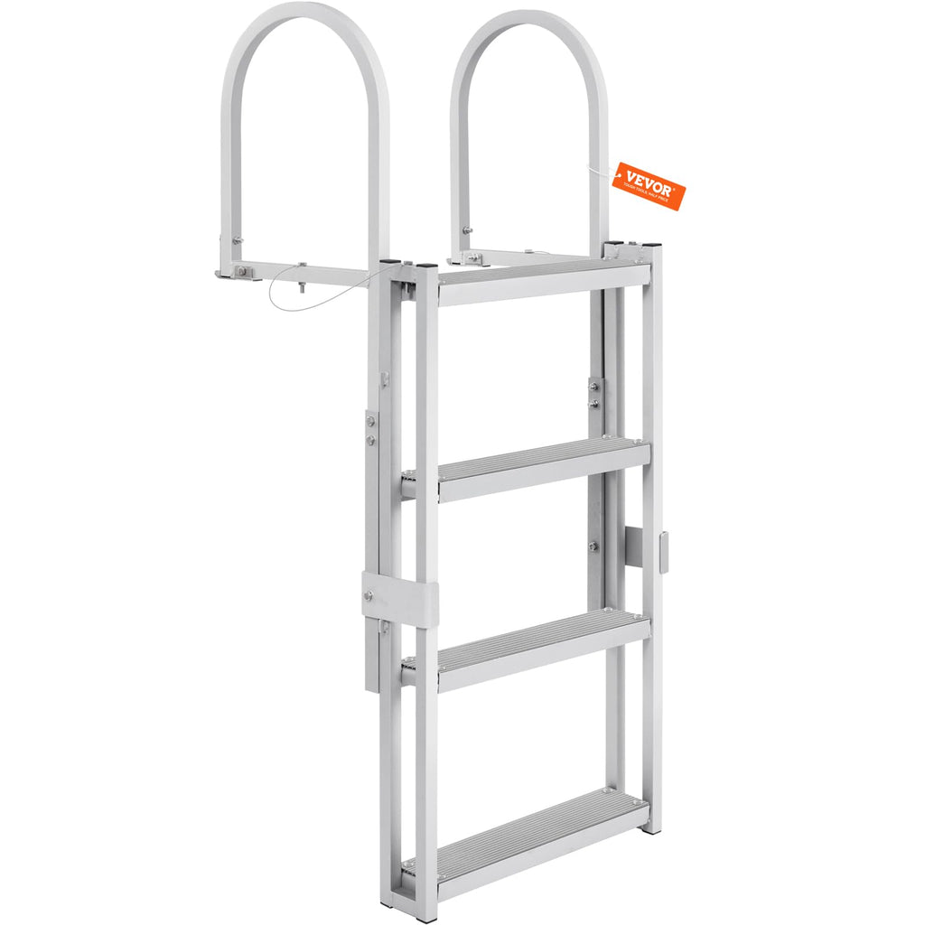 Vevor Retractable Dock Ladder 4 Steps, Aluminum Sliding Pontoon Boat Ladder With 36''-48'' Adjustable Height, 4'' Wide Step & No