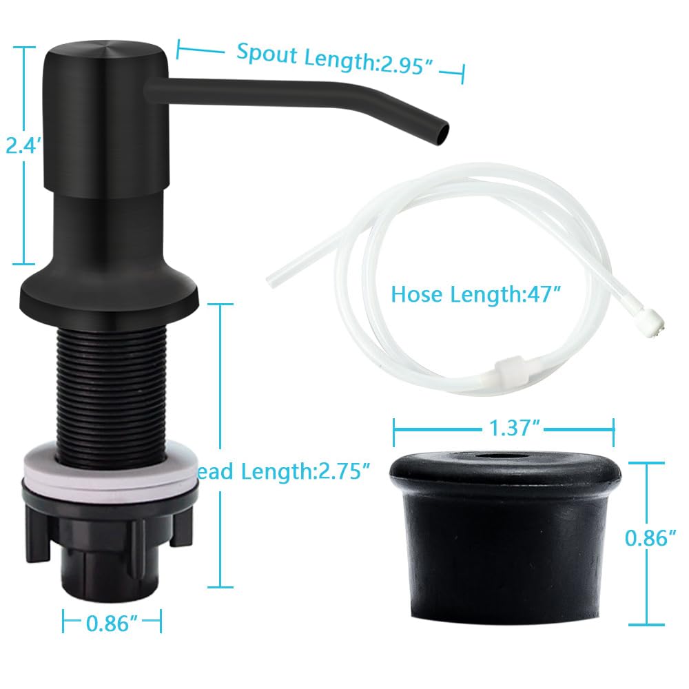 Soap Dispenser For Kitchen Sink, Countertop Soap Dispenser Pump, 47 Silicone Extension Tube Connect To The Soap Bottle Directly,