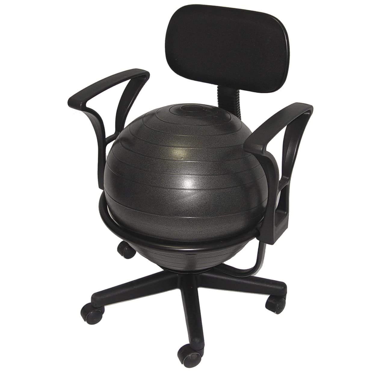 Deluxe Office Ball Chair, Ergonomic Chair, Lockable Wheels, With Armrest, Lower Back Support, Phthalates-Free Ball, 16'' Arm Res