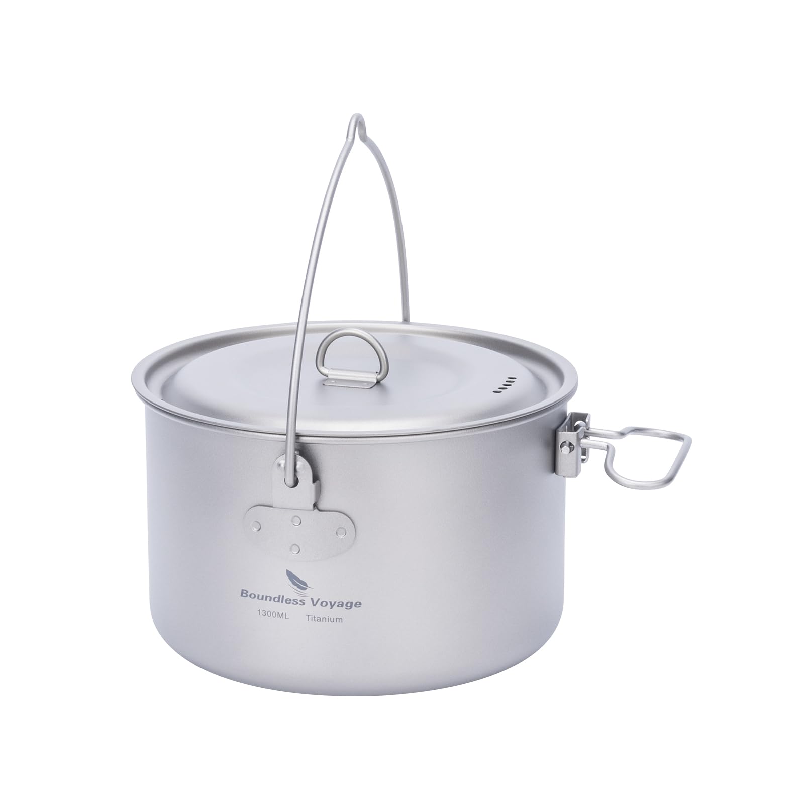 Ibasingo 1300Ml Outdoor Titanium Pot With Lid Folding Handle Camping Hiking Picnic Ultralight Bowl Tableware Only 166.5G Ti2043C