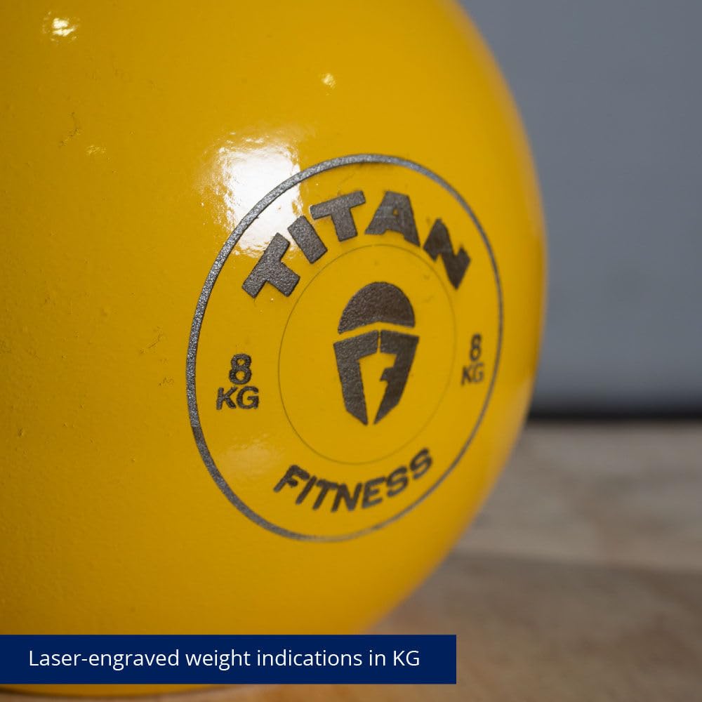 Titan Fitness 8 Kg Competition Kettlebell, Single Piece Casting, Kg Markings, Full Body Workout