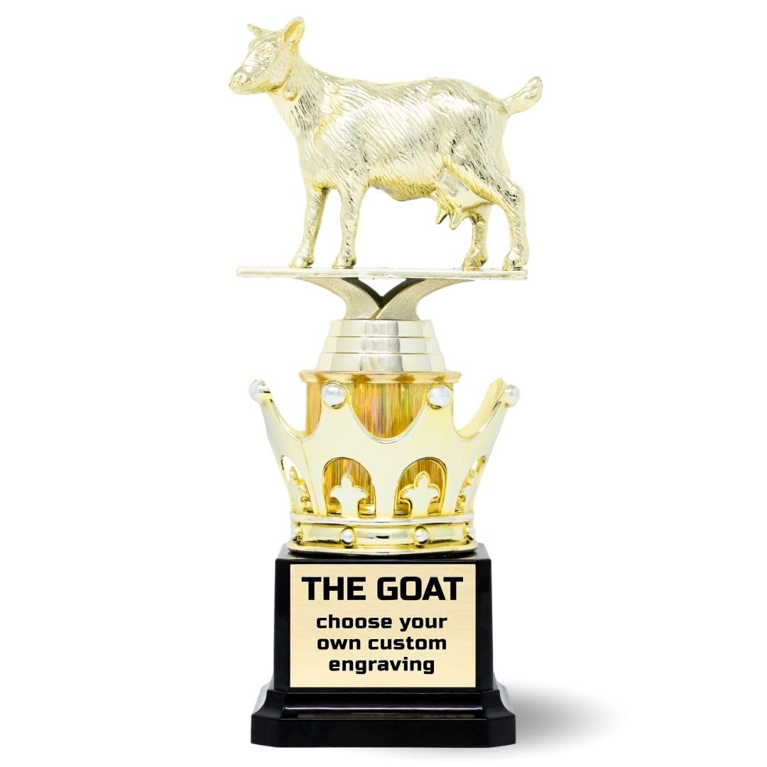 Goat Trophy - G.O.A.T. - Greatest Of All Time Funny Trophy Award With Option For Custom Plate - Appreciation Gift For Boss, Cowo
