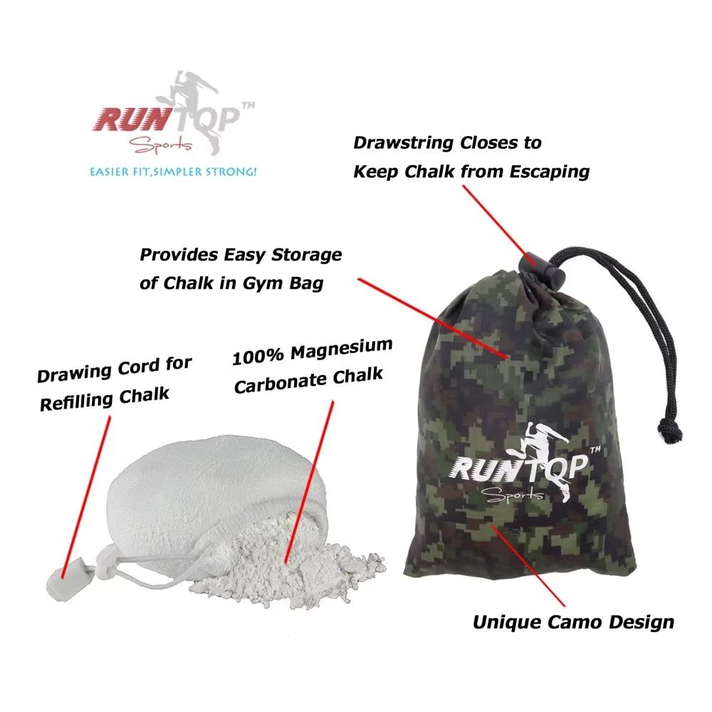 Runtop 2.4Oz Refillable Magnesium Carbonate Powder Gym Chalk Ball Bag Sock For Weightlifting Cross Fitness Training Gymnastics R