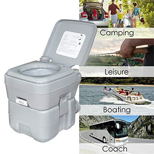 Hongk- 5 Gallon 20L Portable Toilet Flush Travel Camping Commode Potty Outdoor/Indoor