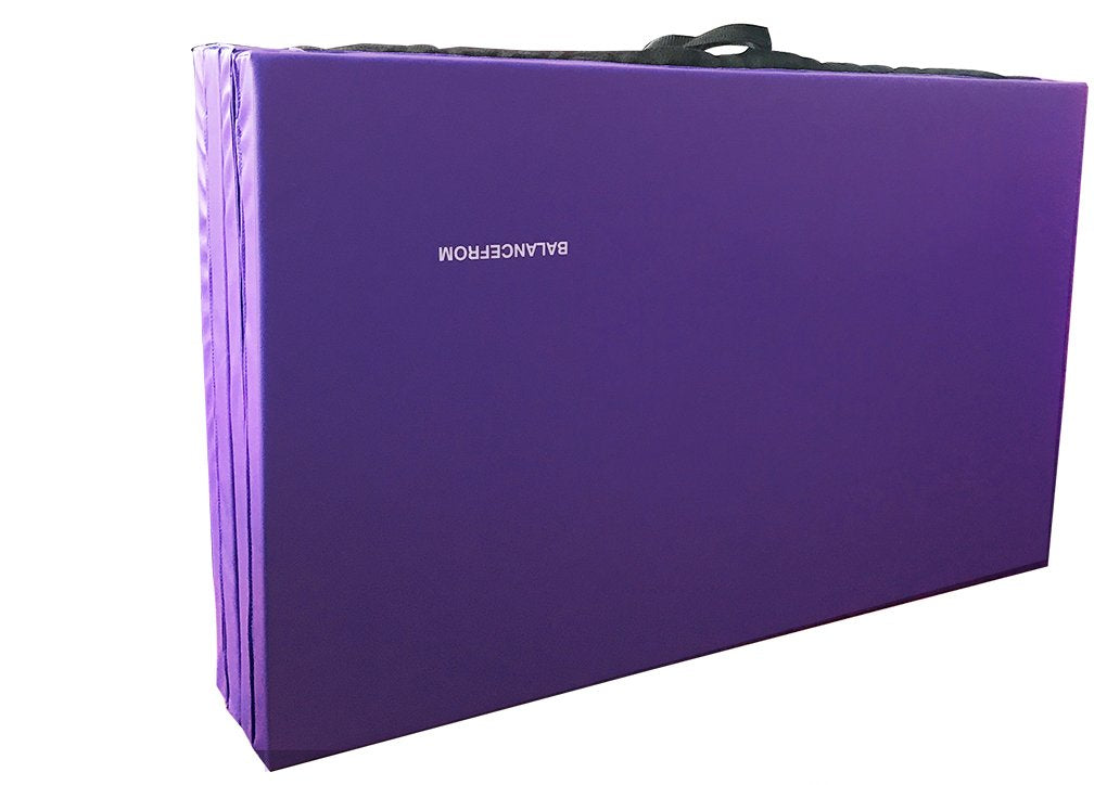 Signature Fitness All Purpose 4X8X2'' Extra Thick High Density Anti Tear Gymnastics Gym Folding Exercise Aerobics Mats, Purple