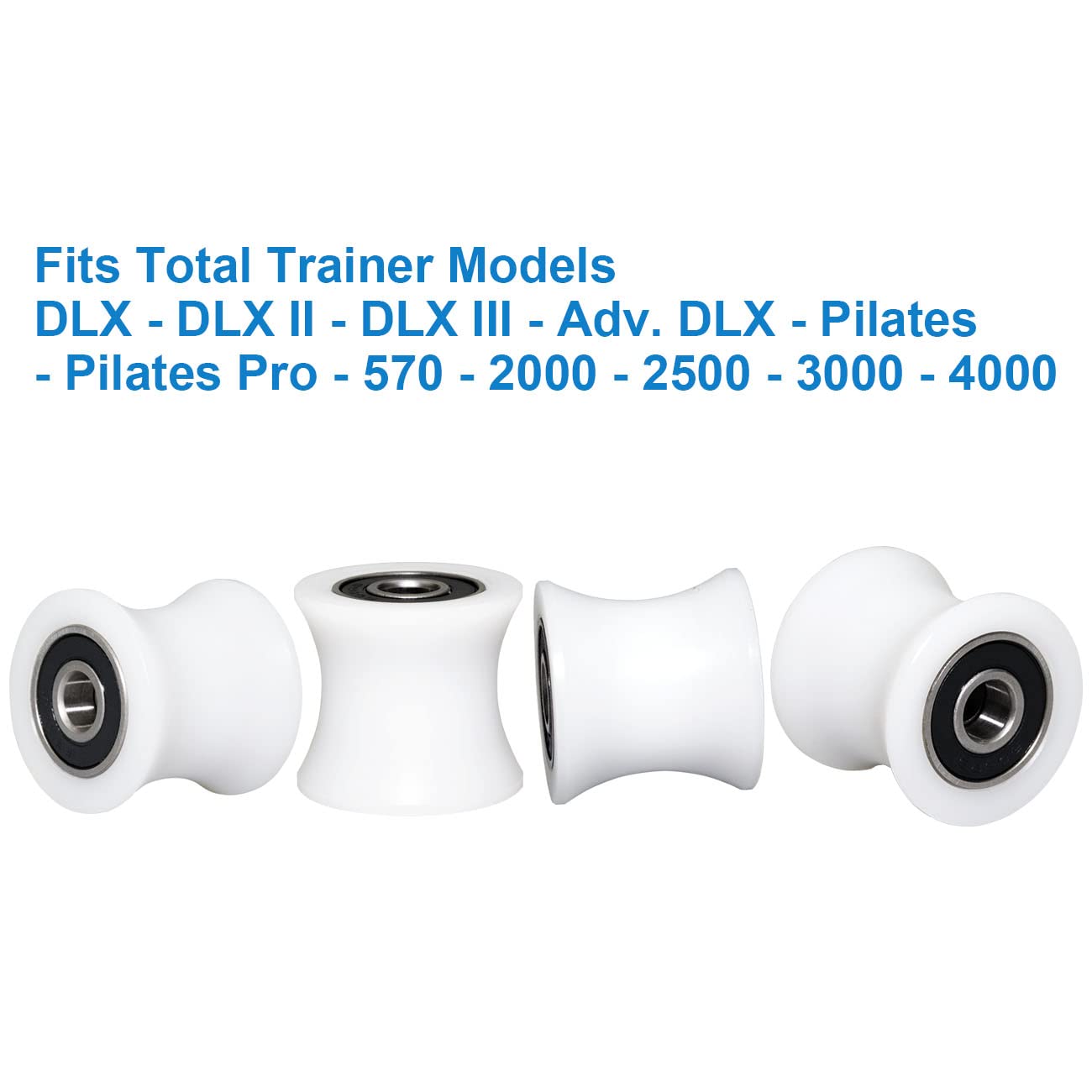 Total Trainer Rollers/Wheels Of 4 For Models Dlx, Dlx Ii, Dlx Iii, Adv Dlx, Pilates, Pilates Pro 2500, 3000, 4000,570, 2000 (Whi