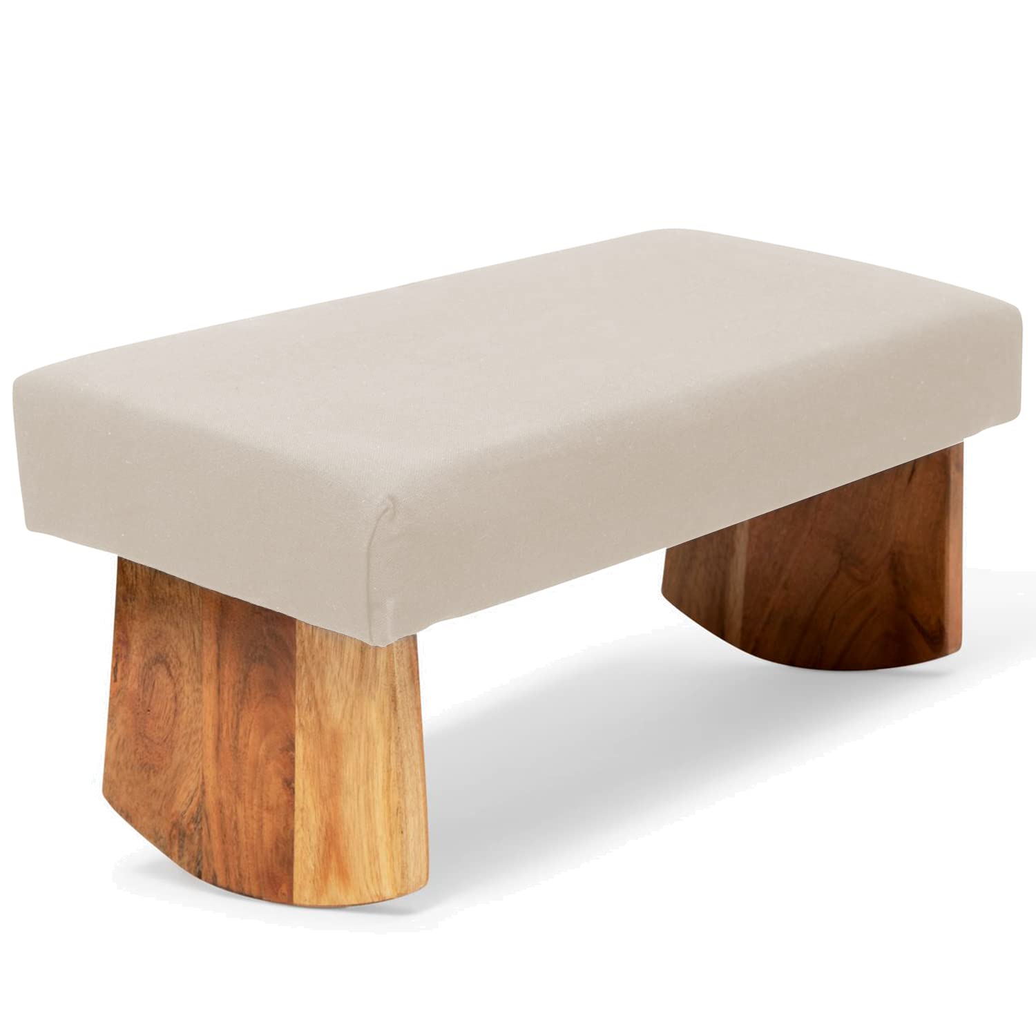 Waterglider International Meditation Bench (Nat. White), Seiza, Sustainable Acacia Wood With Curved Bottom Edges For The Perfect