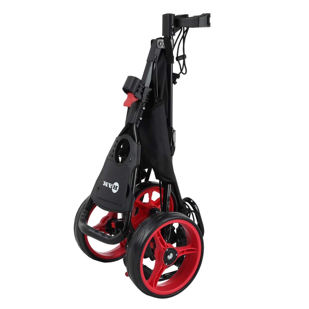 Ram Golf Push/Pull 3-Wheel Golf Cart With 360 Degree Rotating Front Wheel For Ultimate Agility