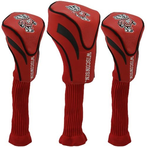Team Golf Ncaa Wisconsin Badgers Contour Golf Club Headcovers (3 Count) Numbered 1, 3, & X, Fits Oversized Drivers, Utility, Res
