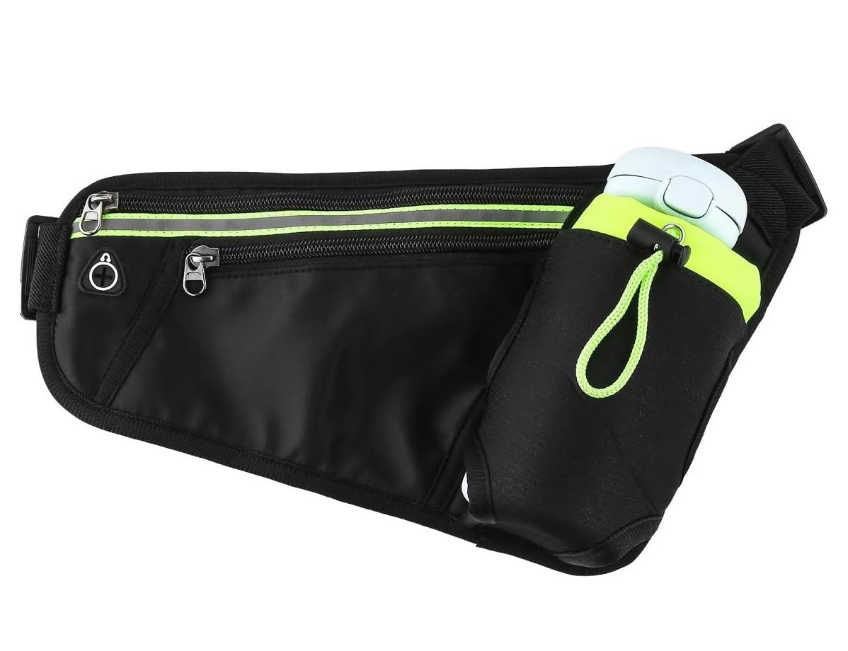 Goteo Waterproof Waist Bag With Water Bottle Holder & Earphone Slot, Crossbody Fanny Pack With Mobile Phone Holder & Adjustable
