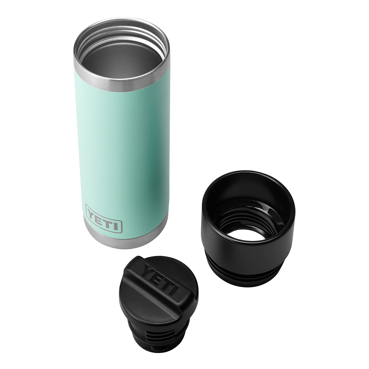 Yeti Rambler 18 Oz Bottle, Stainless Steel, Vacuum Insulated, With Hot Shot Cap, Seafoam