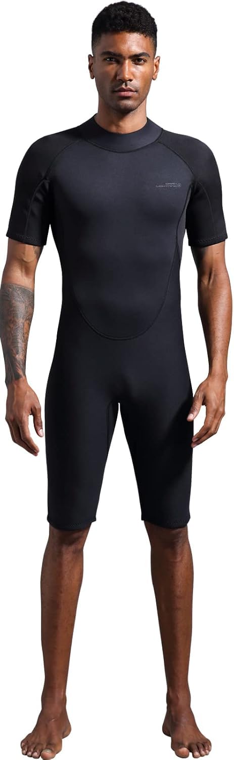 Wetsuits For Men And Women, 2Mm Mens Short Wet Suit Diving Surfing Snorkeling Kayaking Water Sports (Men 'S Shorty-Black-2/2Mm,