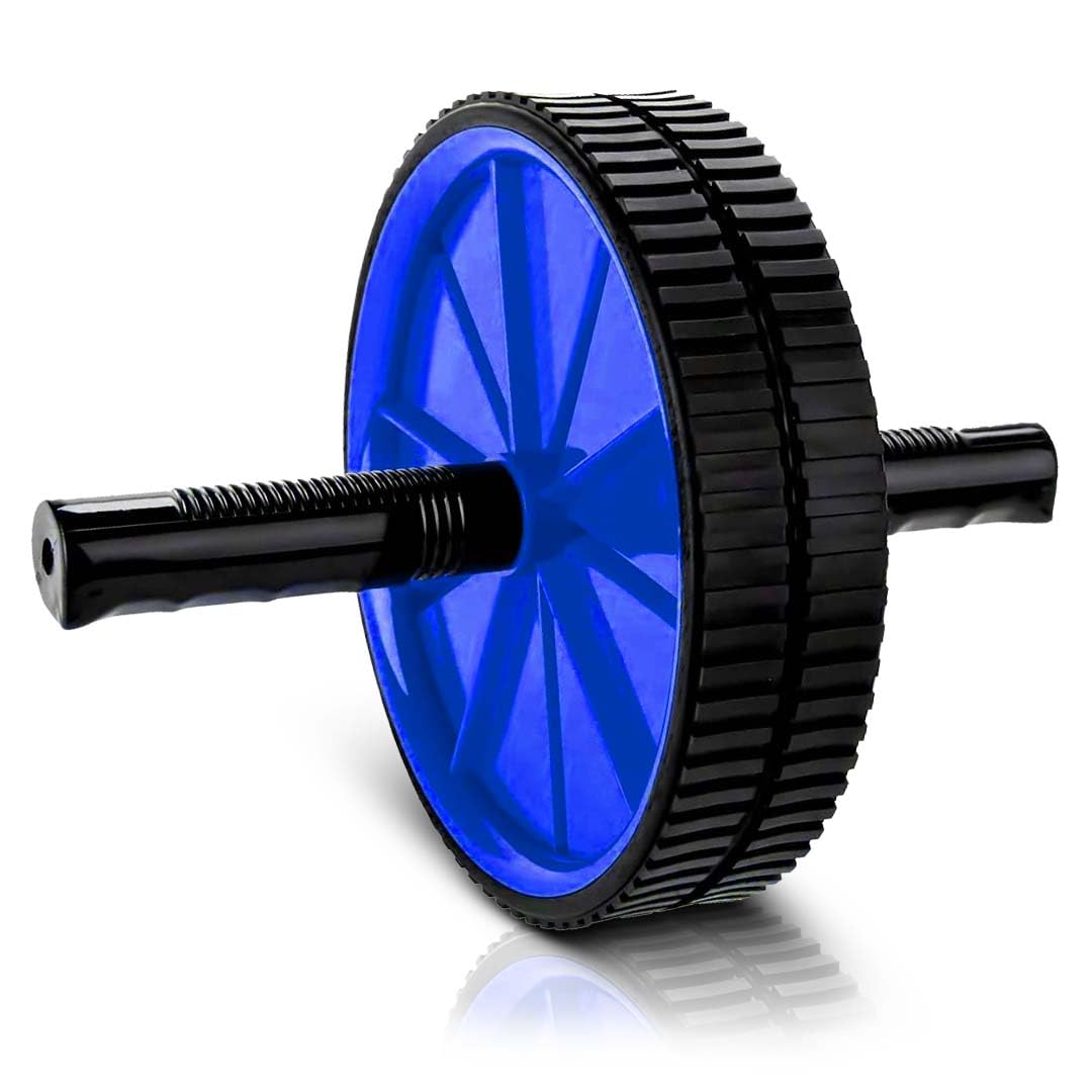 De Jure Fitness Dual Wide Ab Roller Wheel for Abs Workouts Home Gym Abdominal Exercise/Core Workouts for Men and Women (Blue)