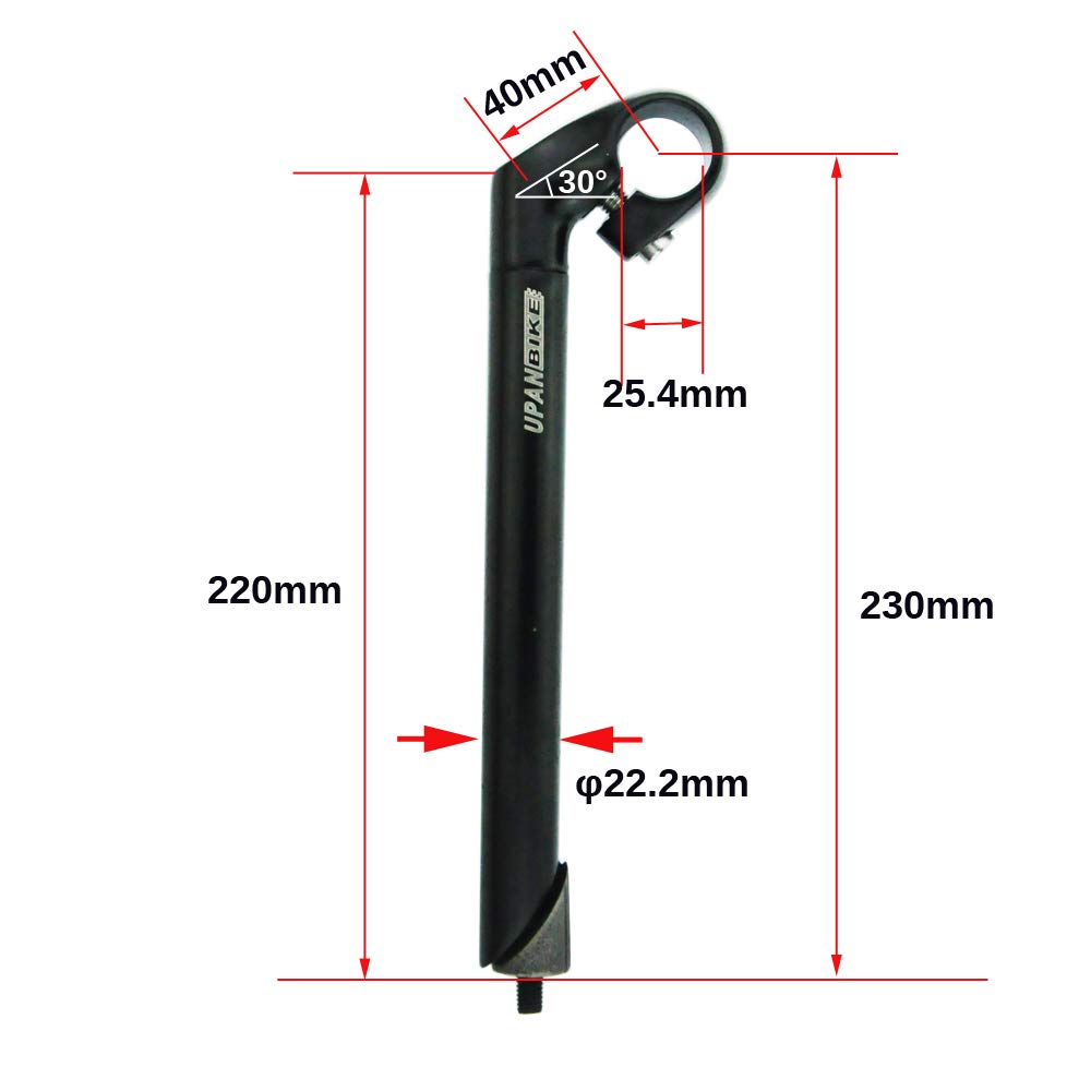 Upanbike 25.4Mm Bike Handlebar Stem 22.2Mm Bicycle Stem Gooseneck Shape 40Mm 80Mm Stem Length 150Mm 180Mm 220Mm For Mountain Bik