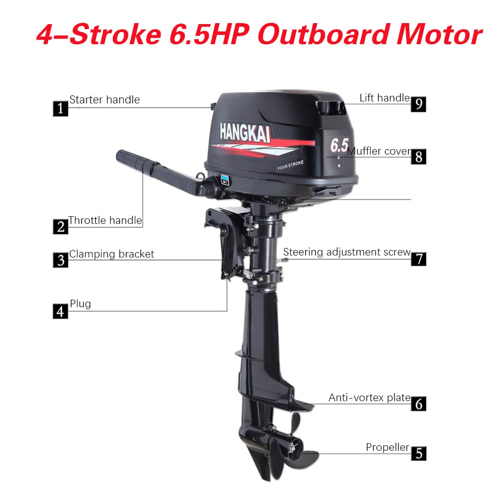 Bjtdllx 4 Stroke Outboard Motor With Fuel Tank, 123Cc 6.5Hp Boat Motor Boat Engine Motor, Heavy Duty Outboard Motor Inflatable M