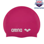 Arena Classic Unisex Silicone Swim Cap For Adults, Training And Racing, 100% Silicone, Wrinkle-Free, Fuchsiawhite
