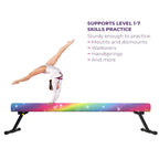 Sealoha 8Ft Ultrasimple Adjustable&Foldable Balance Beam,High-Low Floor Beam Suede Gymnastics Equipment,No Tool Require, Gymnast