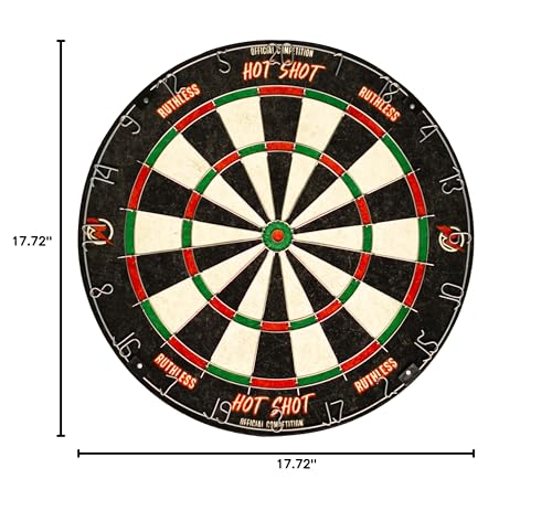 Ruthless Hot Shot Dart Board  Endurance Round Wire Sisal Dartboard Including 2 Sets Of Steel Tip Darts (Db073)