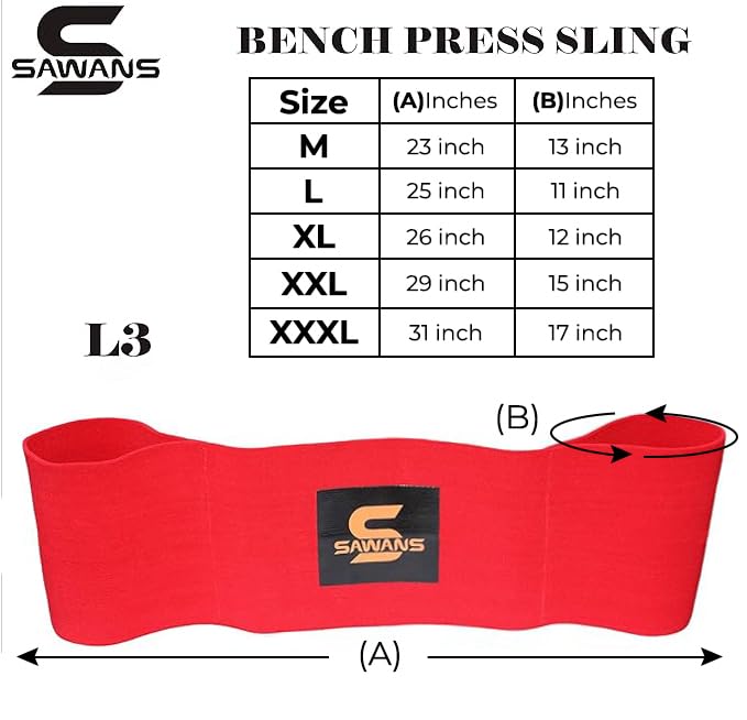 Sawans Bench Press Sling Power Weight Lifting Training Fitness Increase Strength Push Up Gym Workout (Red, Xx-Large)