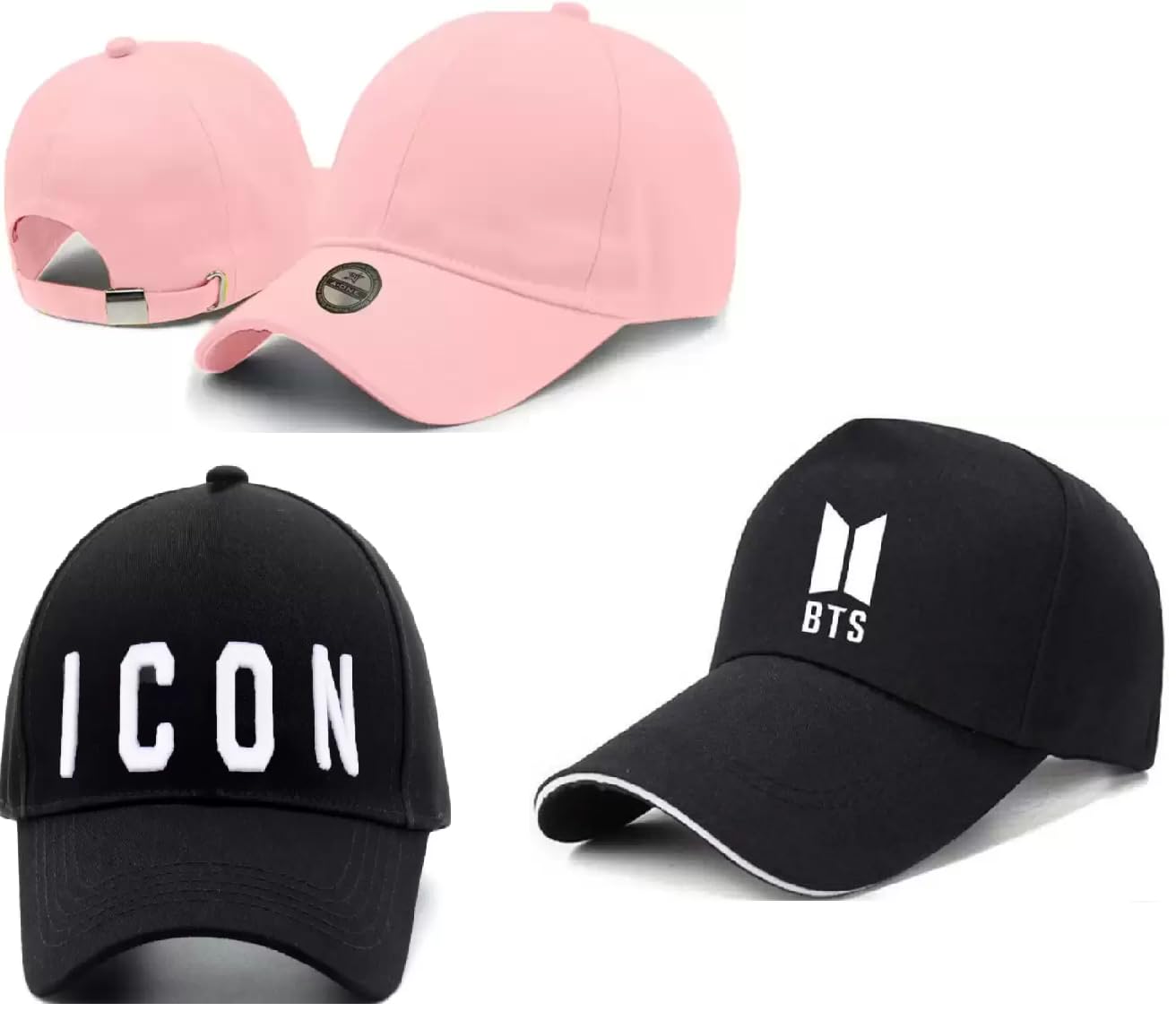Selloria Acrylic Brand A Adjustable Unisex Cap Quick Drying Sun Hat For Summers Activites Sports Baseball Hat For Men Pack Of 3 