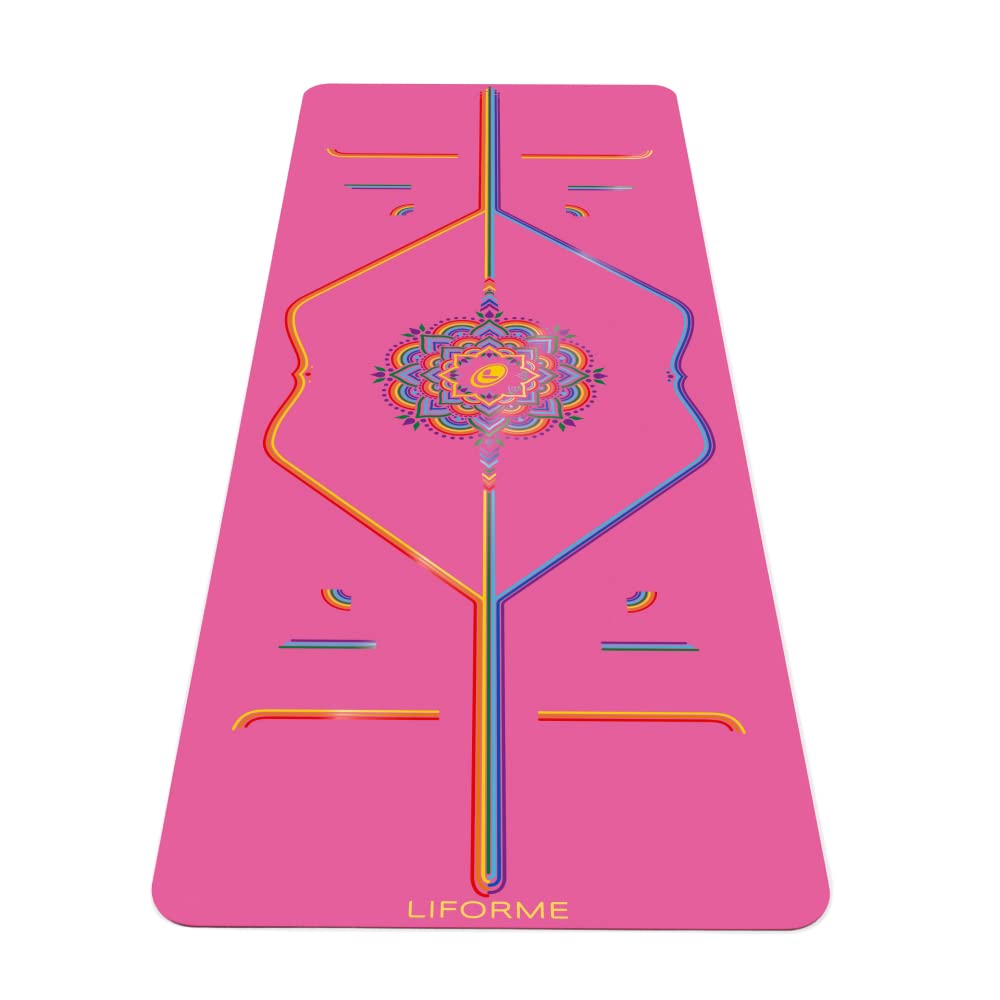 Liforme Printed Travel Yoga Mat - Free Yoga Bag, Patented Alignment System, Warrior-Like Grip, Nonslip, Eco-Friendly And Biodegr