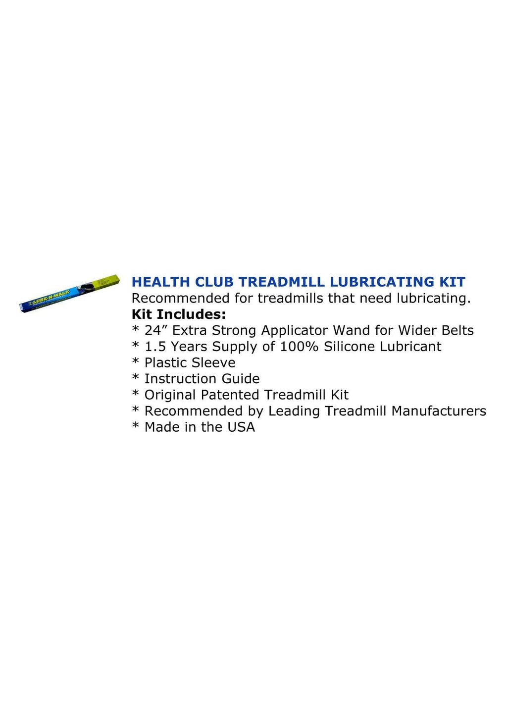 Lube-N-Walk (Health Club) Original Treadmill Lubrication Kit Since 1987 - Patented Treadmill Lubricating System And Official Par