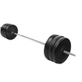 Fitvids Vinyl Standard 1-Inch Weight Plates Set with 5FT Standard Bar for Strength Training and Weightlifting, 110 LBS