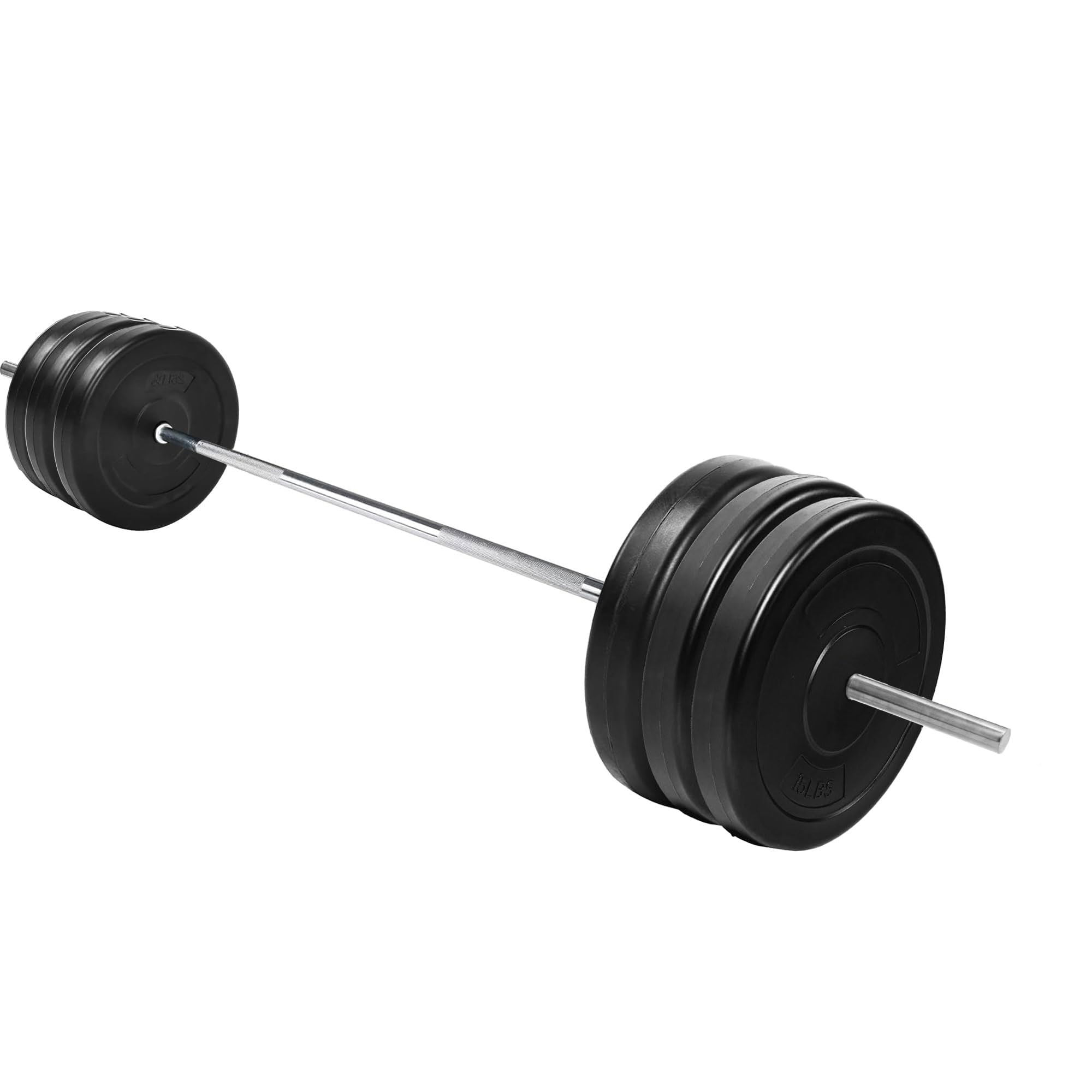 Fitvids Vinyl Standard 1-Inch Weight Plates Set with 5FT Standard Bar for Strength Training and Weightlifting, 110 LBS