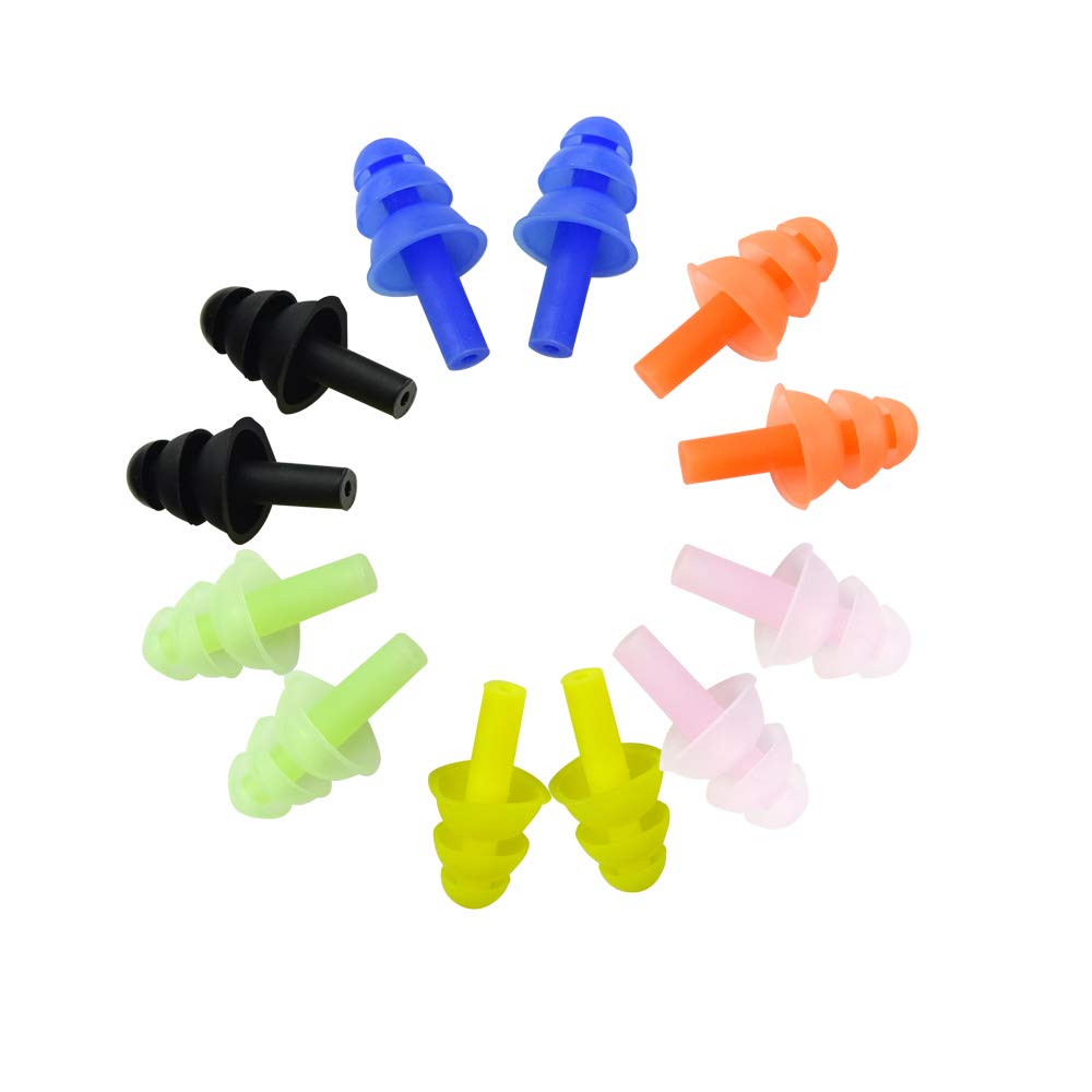 Honbay 6Pairs Reusable Silicone Swimming Earplugs Soft And Flexible Ear Plugs For Swimming, Learning, Hearing Protection, Concer