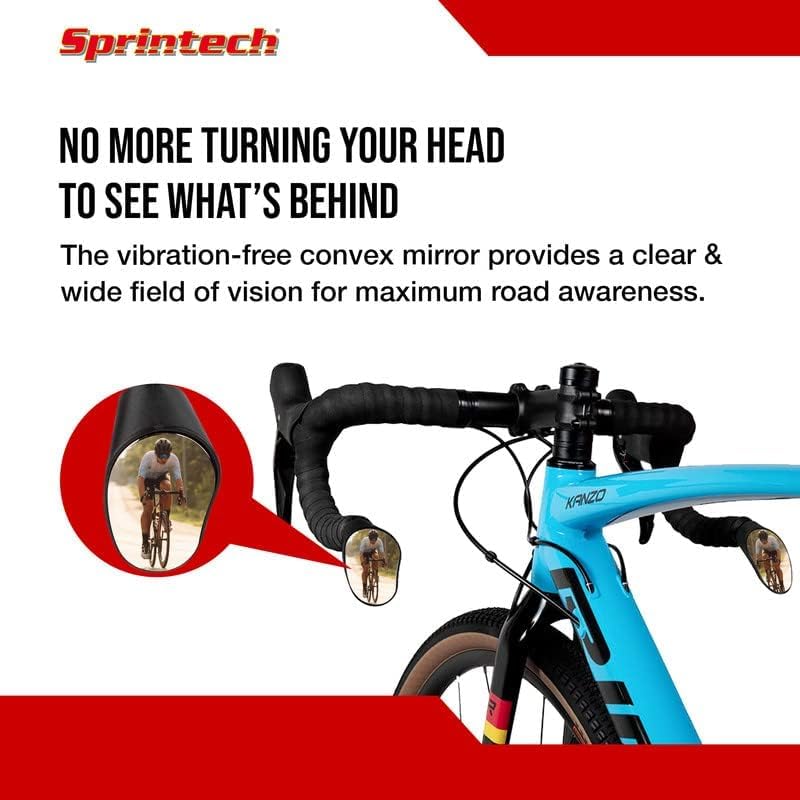 Sprintech Road Drop Bar Rearview Bike Mirror - Safety Bicycle Mirror - Pair Dropbar (Black)