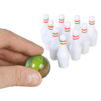 Artcreativity Mini Bowling Game, Set Of 12, Each Set Includes 10 Miniature Pins And 1 Marble Bowling Ball, Bowling Party Favors,