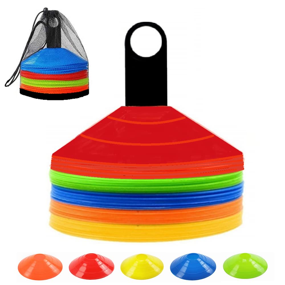 Anslyqa Soccer Cones (Set Of 50) Agility Training Disc Cone With Carry Bag And Holder For Football Basketball Sports Field Cone 