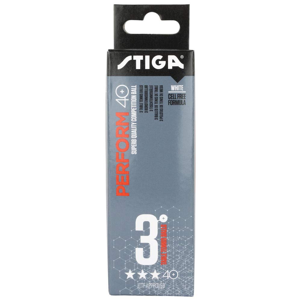 Stiga Unisexs White Perform 3-Star Abs 3-Pack, One Size