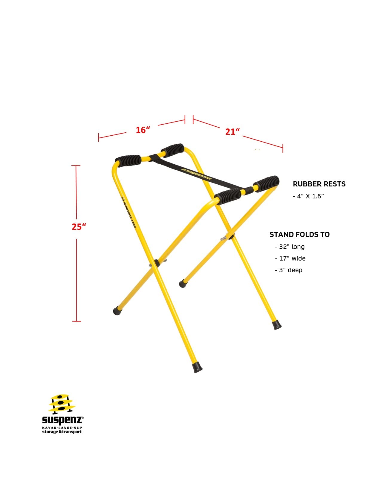 Suspenz Folding Kayak Stand, Portable Stands For Kayaks, Canoes & Sups - 150 Lb Capacity - Size Large 22-1819