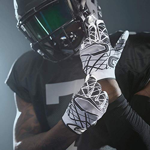 Cutters Football Gloves - Game Day Football Receiver Gloves with High Tack Silicone Grip, Superior Support and Protection - Blac