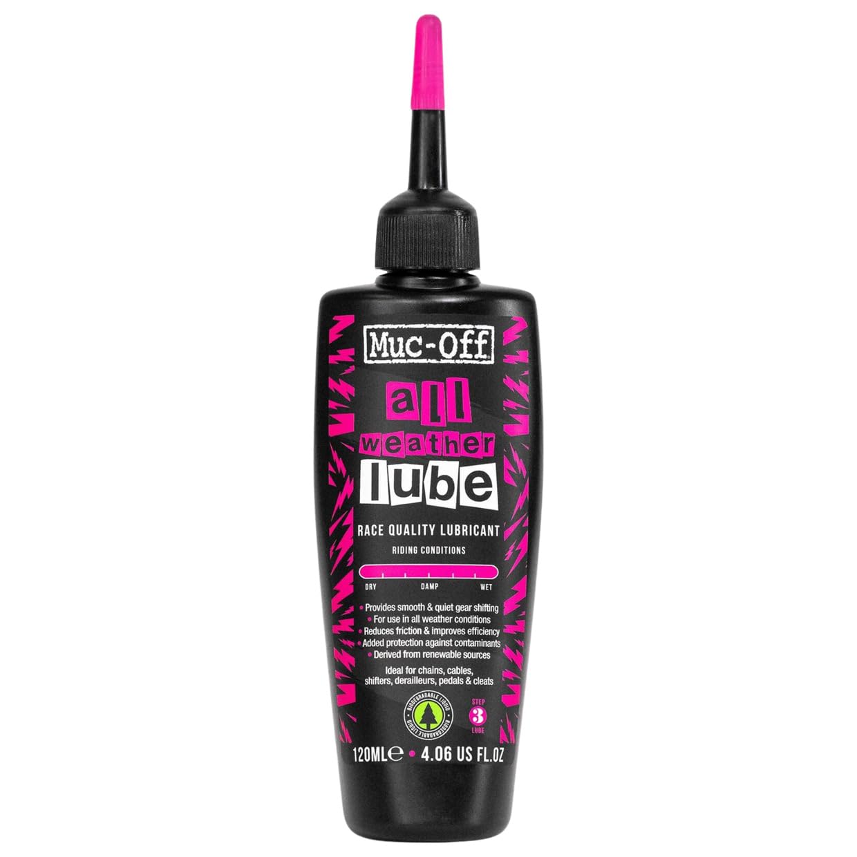 Muc-Off All-Weather Chain Lube All-Weather Chain Oil, 120 ml - Biodegradable Grease Chain Grease, Chain Spray Bicycle, for All T