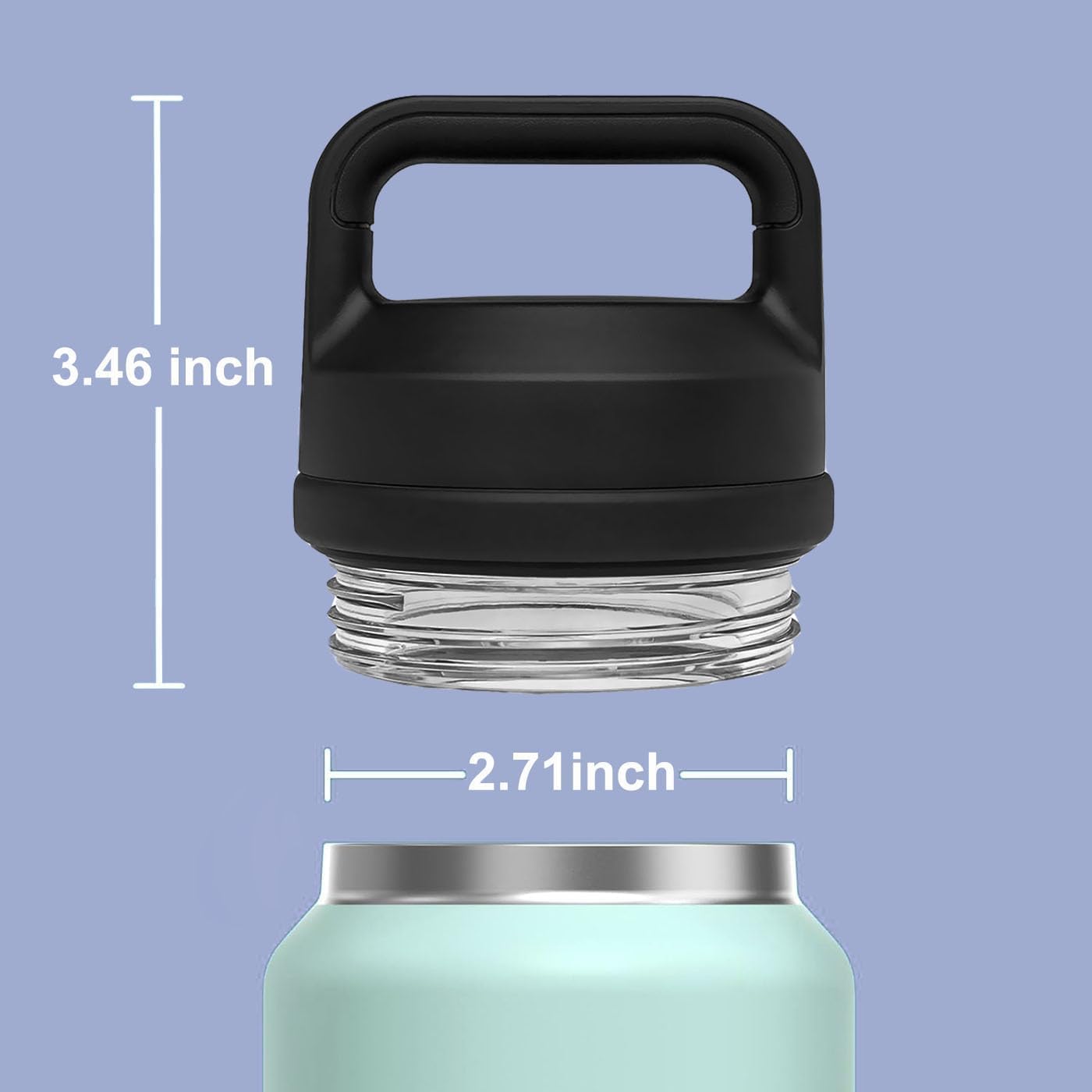 2PCS Replacement for YETI Rambler Bottle Chug Cap Lid, Screw Top Lid Replacement Fits for 18/26/ 36/64 oz Yeti Rambler, Chug Cap