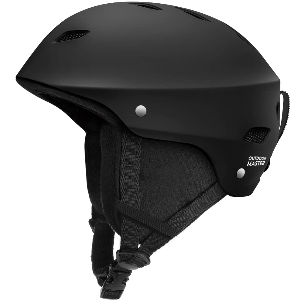 Outdoormaster Kelvin Ski Helmet - Snowboard Helmet For Men, Women & Youth (Black,L)