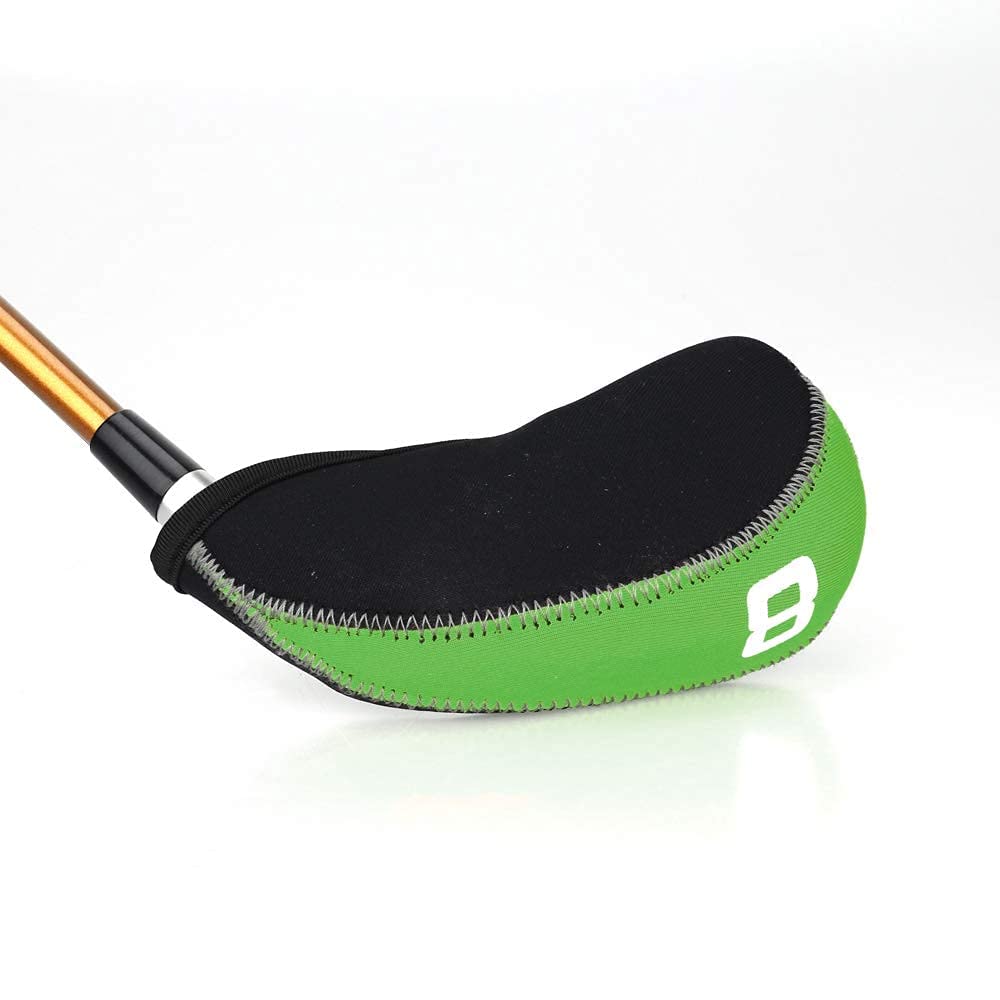 Green & Black 11Pcs/Set Neoprene Iron Headcover Set With Large No. For All Brands Callaway,Ping,Taylormade,Cobra Etc.
