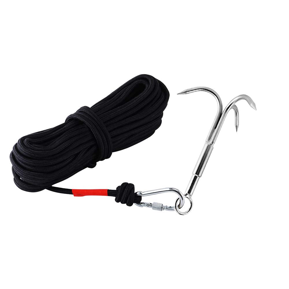 Mhdmag Grappling Hook, Anchor Hook Carabiner Climbing With 3-Claw Stainless Steel Hooks For Anchor Retrieving, Outdoor Hiking, T
