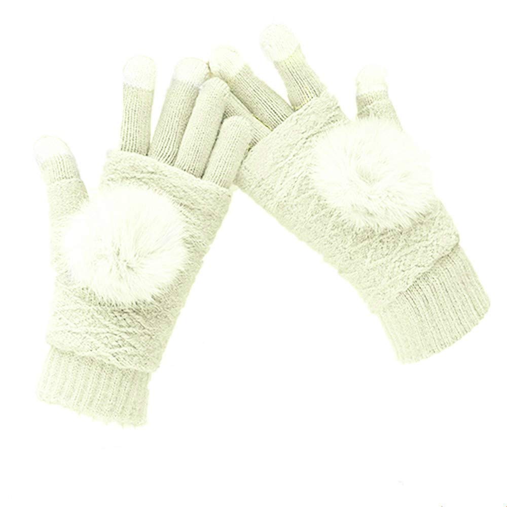 Womens & Mens Usb Heated Gloves Mitten Winter Hands Warm Laptop Gloves, Pom Pom Knitting Hands Full & Half Heated Fingerless Hea