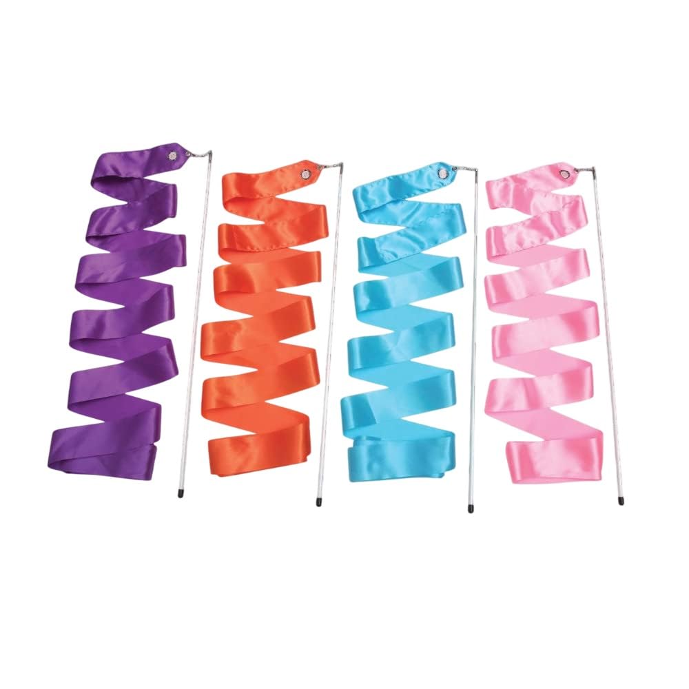 Gisco Sports Ribbon With Stick (Pack Of 1) | 4 Meter Rhythmic Gymnastics Dance Ribbon Wand | Twirling Streamer Ribbon Stick For