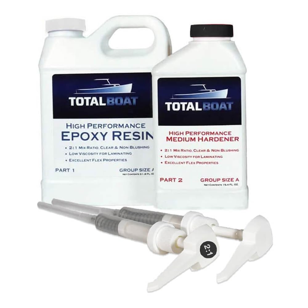 Totalboat-510822 High Performance Epoxy Kit, Crystal Clear Marine Grade Resin And Hardener For Woodworking, Fiberglass And Wood 