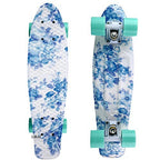 Lmai 22'' Cruiser Skateboard Graphic Blue Flower Floral Board Complete Skateboad