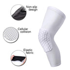 Pisiqi Knee Compression Pads Long Leg Sleeve Brace Protection For Basketball, Football & Volleyball (2 Sleeves) (White, L)